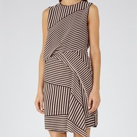 Reiss Sienna Printed Stripe Sleeveless Mini Dress Size 4 - Picture 2 of 10